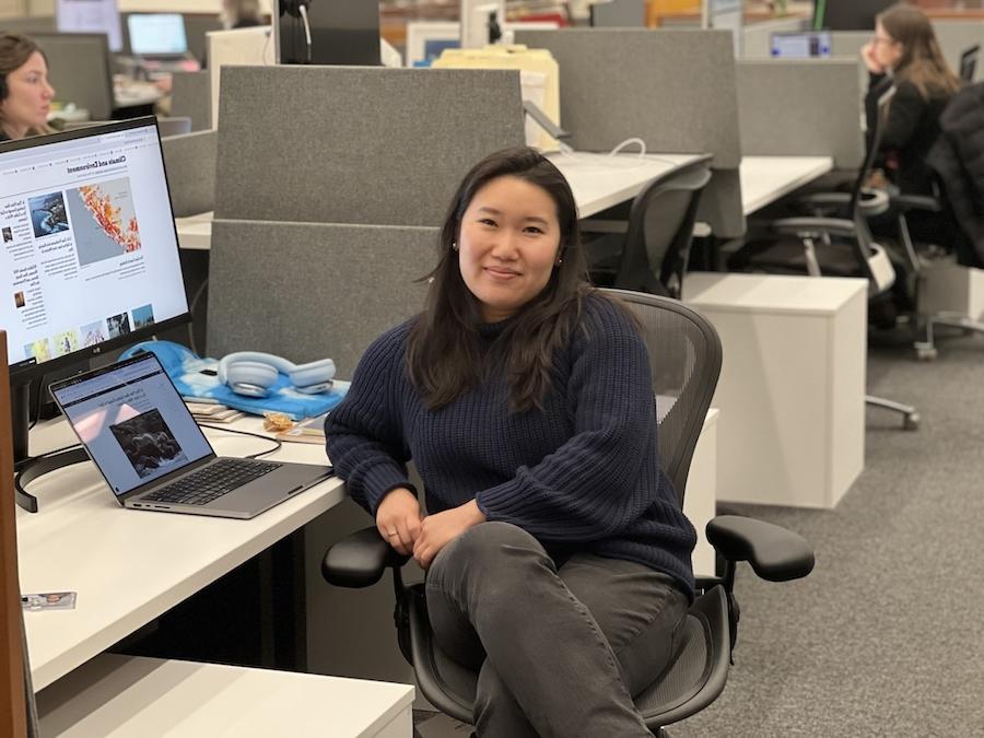 Delger at her NYT desk